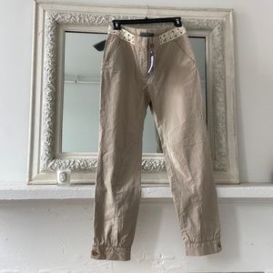 Alexander McQueen cotton and elastane Y2K lattice cream riding style trouser 44